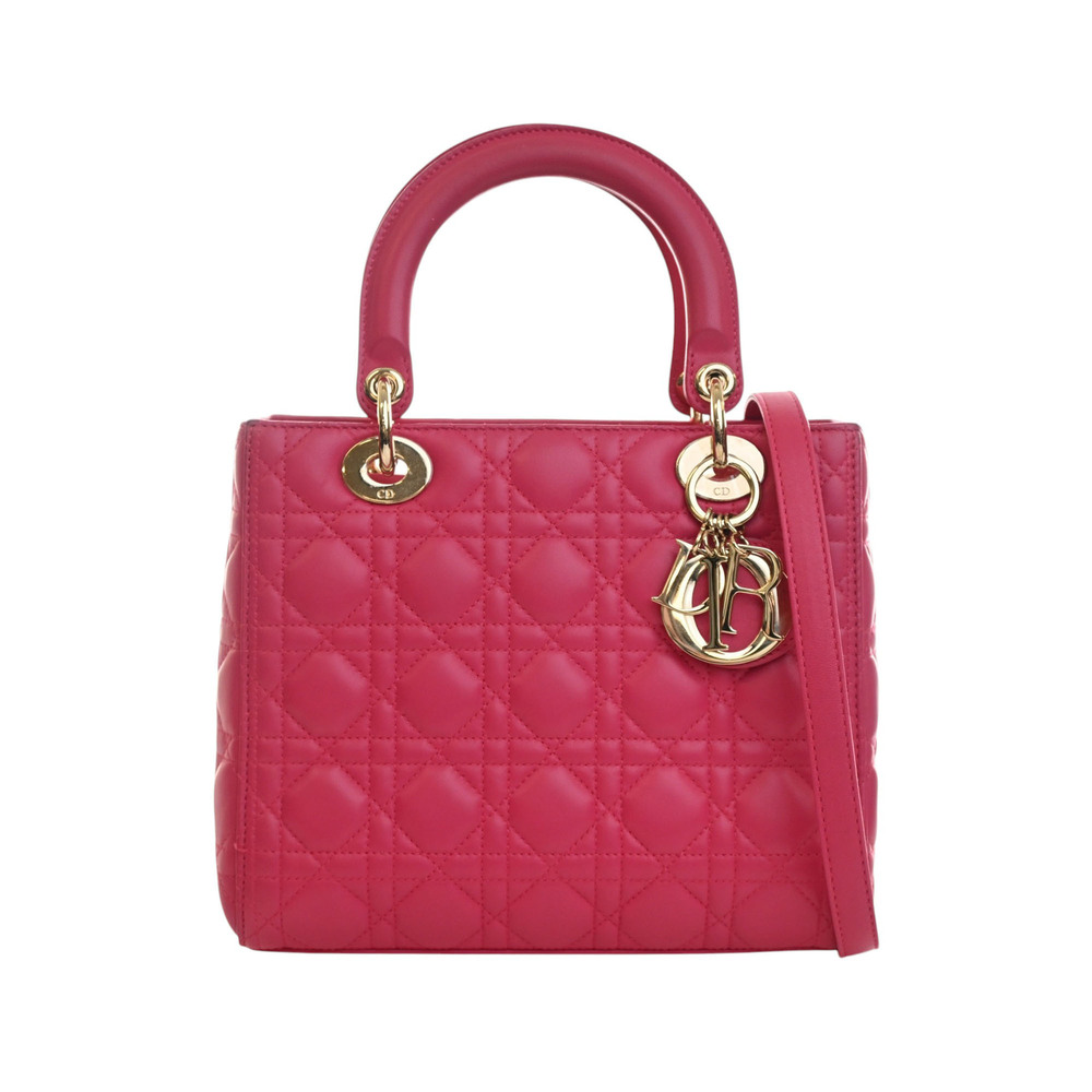 Pre-Loved Dior Medium Lambskin Cannage Lady Dior